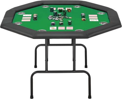 ECOTOUGE Mesa de póquer plegable, plegable Texas Holdem con patas plegables y portavasos de acero inoxidable, mesa Gamimg de ocio para 8 jugadores,