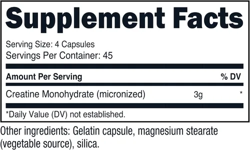 Miniatura 6 de Nutricost Monohidrato de creatina 3,000 mg, 180 cápsulas (750 mg por cápsula) Sin gluten, sin OMG