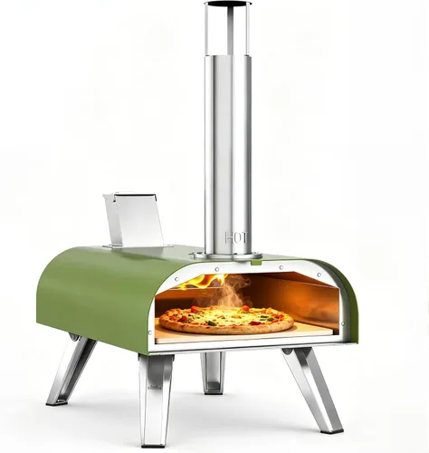Miniatura 13 de BIG HORN Horno de pizza multicombustible de 12 pulgadas para exteriores que alcanza hasta 1110 ℉ - Compatible con madera, gas y electricidad 3 en 1