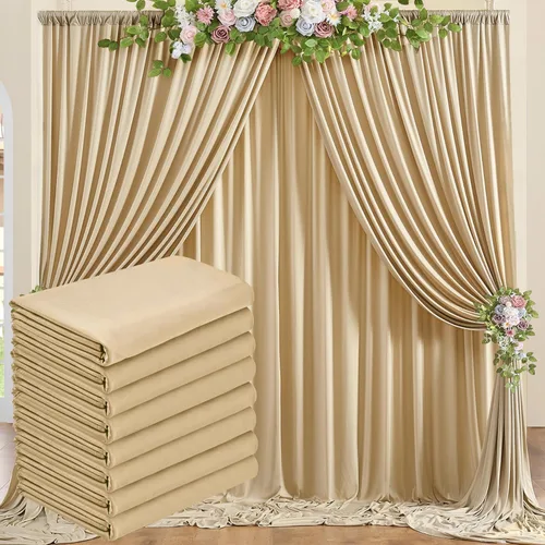 Miniatura 134 de Cortinas de telón de fondo blanco de 30 pies x 8 pies para fiestas de boda, 6 paneles de 5 pies x 8 pies, cortinas de fotografía de poliéster sin