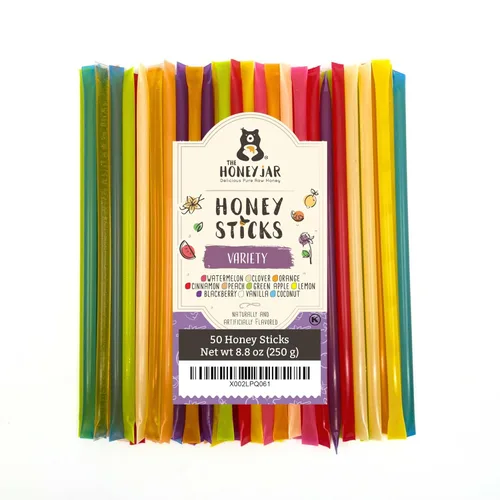 Miniatura 7 de The Honey Jar Palitos de miel lisos, pajitas de miel pura para el té, café o un placer saludable, una cucharadita de miel saborizada por barra