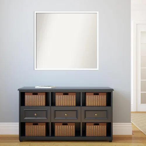 Miniatura 930 de Amanti Art Espejo de baño blanco para sobre el fregadero, 32 x 45 pulgadas, espejo de tocador rectangular blanco esbelto, marco de madera moderno