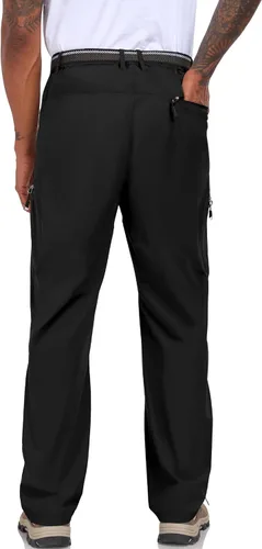 Miniatura 2 de NOUKOW Pantalones de senderismo para hombre, de secado rápido, ligeros, impermeables, elásticos, 6 bolsillos con cremallera y cinturón