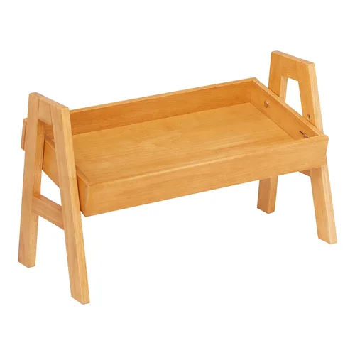 ECR4Kids Organizador de estante apilable ajustable con borde completo, exhibición de libros, natural