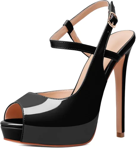 Joseywade Sandalias de tacón alto con plataforma para mujer, sandalias de tacón alto con punta abierta, zapatos de vestir de fiesta de tacón de