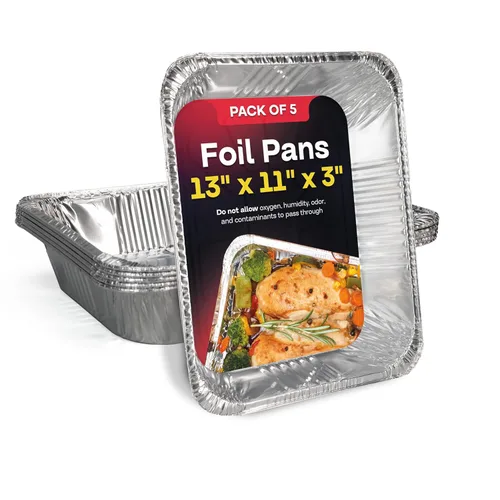 Miniatura 21 de IDL Packaging Sartenes de aluminio de tamaño medio con tapas, tamaño mediano, 13 x 11 x 2 pulgadas (paquete de 10) - Sartén desechable de aluminio