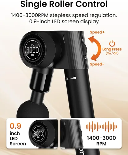 Miniatura 5 de NAPRE Pistola de masaje plegable con mango de extensión y 5 ángulos ajustables, masaje de espalda de tejido profundo para alivio del dolor