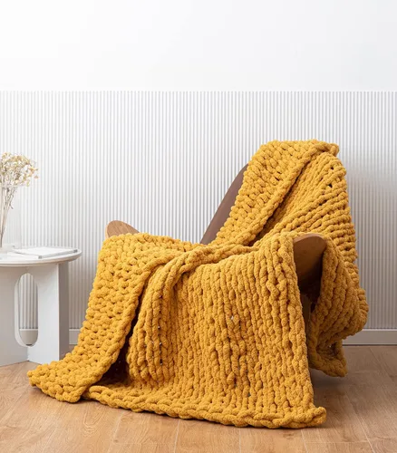 Miniatura 9 de Manta de punto de felpilla gruesa con 14 piezas con pompones, súper suave, acogedora y cálida, para sofá y cama, sofá suave, 50 x 60 pulgadas