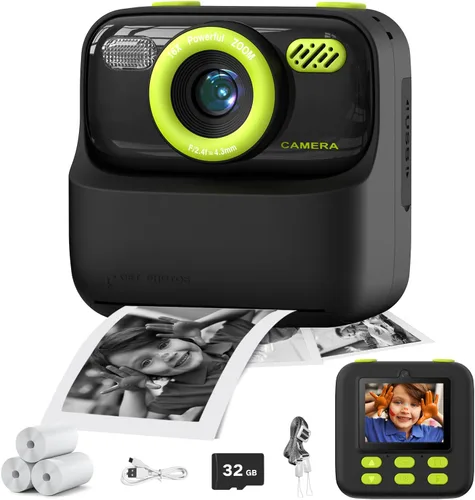 Miniatura 8 de Masterbee Cámara para Niños con Impresión Instantánea, Regalos de Cumpleaños para Niñas y Niños, Cámara Digital para Niños, Video HD 1080P, Juguetes