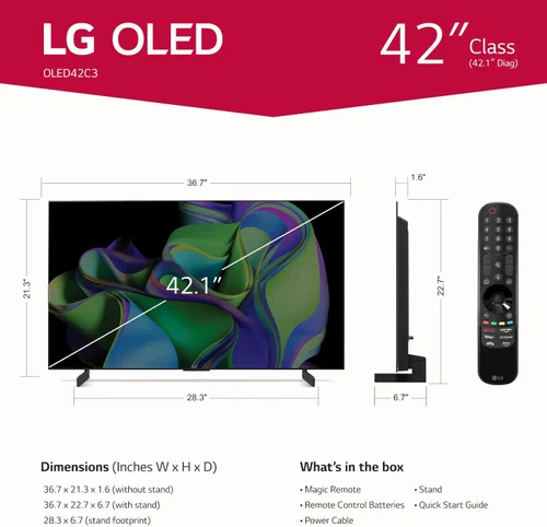 Miniatura 3 de LG C3 Series televisor inteligente OLED evo 4K de 42 pulgadas con procesador para juegos y control remoto mágico con AI, OLED42C3PUA, 2023 con Alexa