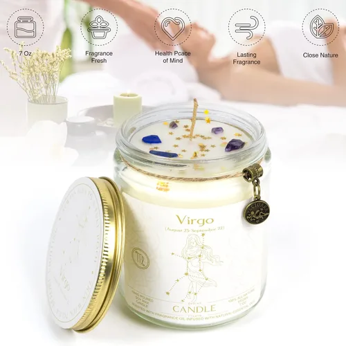 Miniatura 3 de Velas de signo del zodiaco, velas con signo de cristal del zodiaco, velas perfumadas de astrología, regalos para mejores amigos, mujeres, hombres