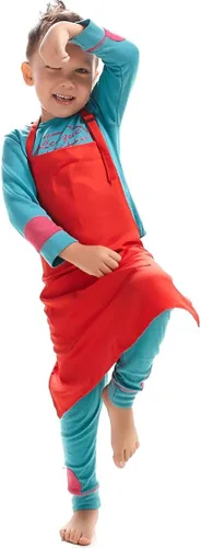 Niños Art Smock Niños Pintura Babero Delantal Kit Artesanía 2 Bolsillos Espaciosos Rojo