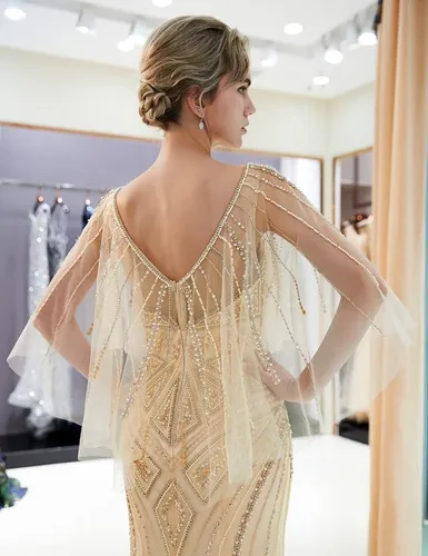 Miniatura 4 de Sarahbridal - Vestido largo de noche con cuentas de cristal para mujer