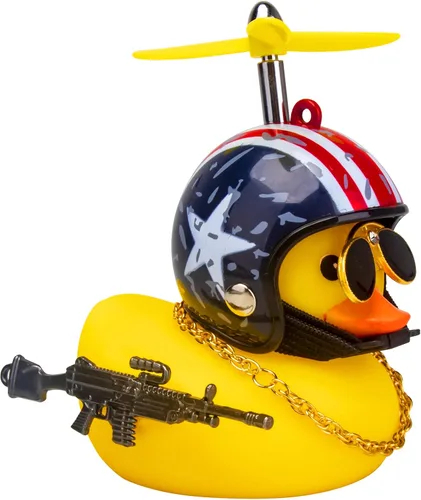 Miniatura 28 de wonuu Adornos de pato de goma para automóvil, pato amarillo fresco, decoraciones de tablero de automóvil, gafas chirriantes de pato con casco de Y