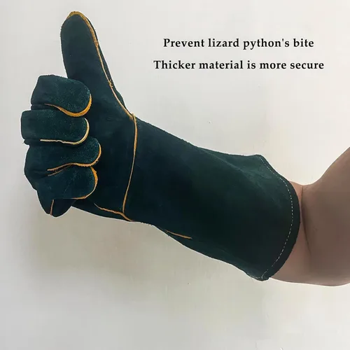 Miniatura 6 de Guantes de manejo de animales, resistentes a las mordeduras, guantes antiarañazos de 15.7 pulgadas para gatos, guantes de cuero multiusos a prueba