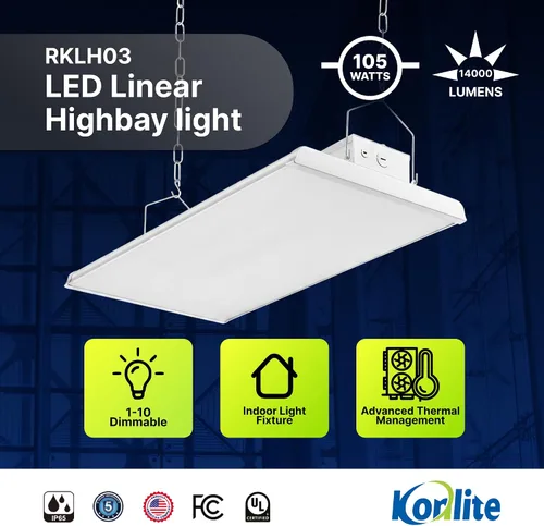 Miniatura 2 de Konlite - Luces de tienda LED lineales de 2 pies, 105W, 14,170 lm de techo de bahía para uso comercial e industrial, luces de tienda sin