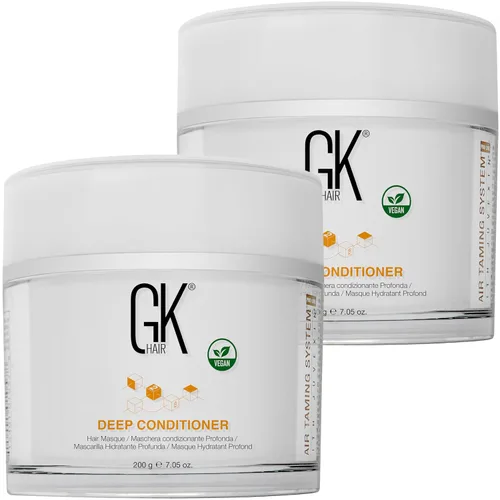 GK HAIR Global Keratin Deep Conditioner Masque Paquete de 2 (7.05 fl oz/7.05 oz) Máscara de tratamiento de reparación hidratante intensa para