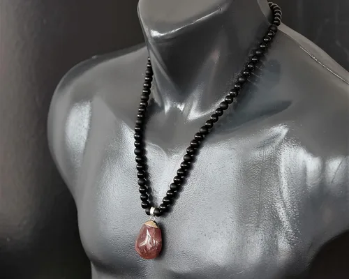 Miniatura 113 de Colgante de turmalina cruda natural, Collar de cuentas de ónix negro genuino, Collar de piedra negra, Collar de piedras preciosas, Cuentas de 0.315