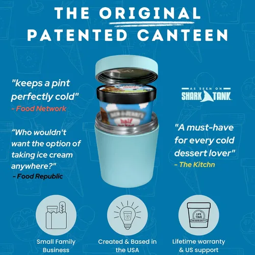 Miniatura 2 de The Ice Cream Canteen Contenedor térmico de acero inoxidable de doble pared con aislamiento al vacío para la pinta de helado, disfruta del helado