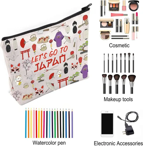 Miniatura 5 de ZJXHPO Japan Trip Travel Case - Bolsa de maquillaje de recuerdo de viaje de Tokio con cremallera, Japan, No