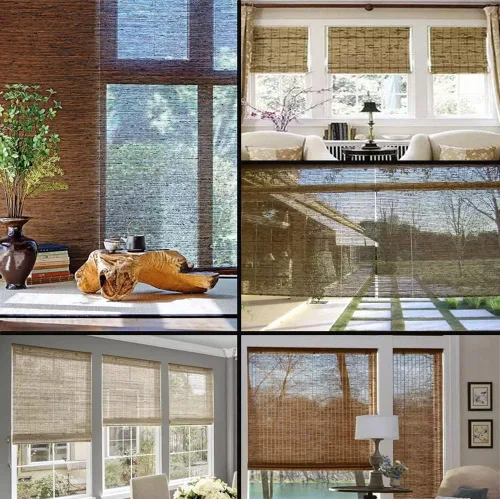 Miniatura 7 de Cortinas romanas de madera para ventana, cortinas de bambú opacas forradas, fácil instalación para el hogar y el jardín, patrón 1