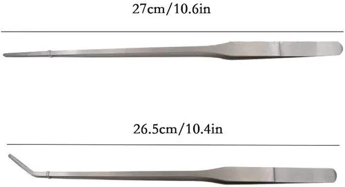 Miniatura 2 de LGEGE 2 pinzas rectas y curvadas de acero inoxidable de mango largo para jardín, cocina, interior y exterior