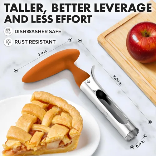 Miniatura 3 de Zulay Kitchen Herramienta Premium para Descorazonar Manzanas - Hojas Ultra Afiladas, de Acero Inoxidable, Serradas para Descorazonas Fáciles - Fácil