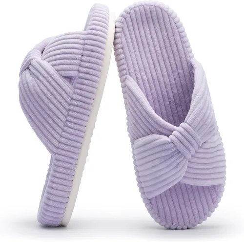 Miniatura 13 de Chantomoo - Pantuflas para mujer de espuma viscoelástica para la casa con cordón, lazo y tiras cruzadas, zapatos de cama cómodos y de moda