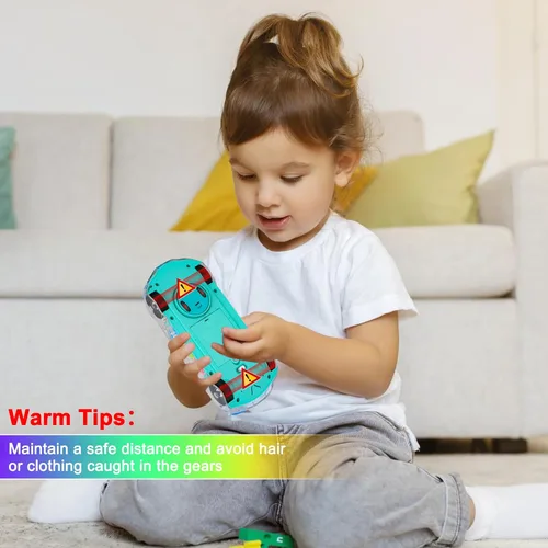 Miniatura 7 de Juguete de coche transparente iluminado para niños, juguetes sensoriales para niños, auto de juguete con engranajes móviles coloridos, divertido