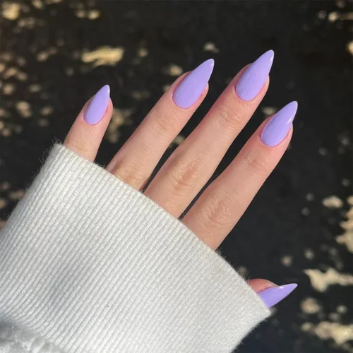 Miniatura 14 de Uñas postizas a presión azul real - Forma de almendra, longitud media, acrílicas neutrales reutilizables para mujeres y niñas - Uñas postizas