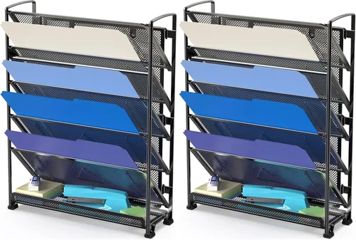 Miniatura 7 de Simple Houseware Organizador de 6 niveles para documentos con bandejas para cartas, para montaje en pared, color plateado Plata