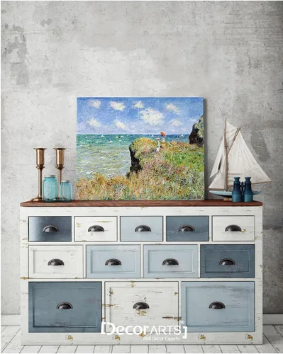 Miniatura 2 de Pinturas clásicas mundiales de Claude Monet Impresión giclée sobre lienzo alargado, pieza de galería para colgar y decorar el hogar, The CliffWalk