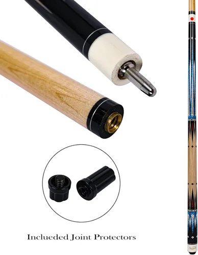 Miniatura 4 de Palo de billar profesional con estuche rígido de madera dura de arce canadiense profesional de billar de 58 pulgadas, juego de palos de piscina de 2