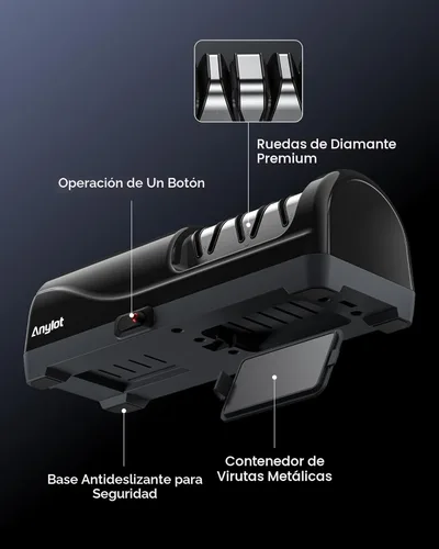 Miniatura 9 de Afilador de cuchillos eléctrico para cocina, afilador de cuchillos eléctrico de 3 etapas con abrasivos 100% de diamante, guía de ángulo de precisión