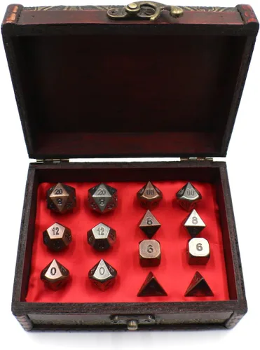 Miniatura 2 de Juegos de dados de metal para juegos de rol gemelos con baúl de almacenamiento