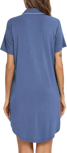 Miniatura 166 de Samring Camisón de pijama para mujer, manga corta/larga, con botones, camisón para dormir, camisón para novio, talla XXL