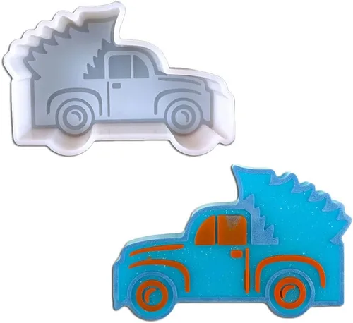 Miniatura 8 de Molde de silicona Freshie de coche con forma de árbol de Navidad de estrella para hacer jabón aroma perlas coche Freshie, colgante, vela, resina