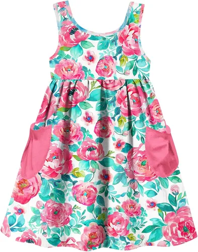 Miniatura 16 de Vieille Vestido sin mangas para niñas pequeñas, lindo vestido de verano con bolsillo, 2-7 años