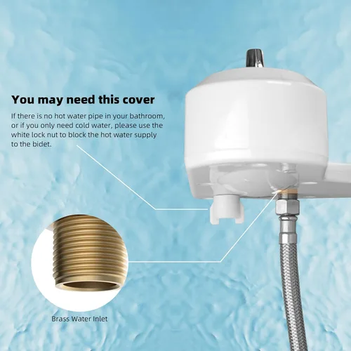 Miniatura 9 de Hibbent Accesorio de bidé para inodoro con boquilla doble autolimpiante, rociador de agua fría y caliente, asiento de inodoro mecánico no eléctrico