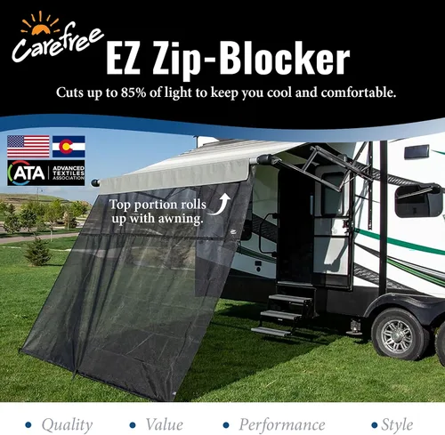 Miniatura 2 de Carefree Of Colorado Toldo Desplegable para Autocaravana EZ ZipBlocker - Pantalla de Sombra de Malla Negra para Toldo de Autocaravana, Bloqueador