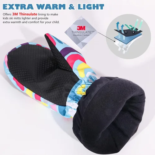 Miniatura 2 de EGOJIN Guantes cálidos de invierno para niños, guantes de esquí de nieve para clima frío, resistentes al viento, impermeables, compatibles con 3M