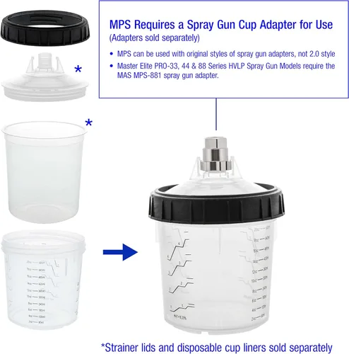 Miniatura 3 de Master Paint System MPS, juego de 4 vasos duros de tamaño estándar de 20 onzas (20.3 fl oz) y anillos de retención – 4 vasos duros y 4 anillos