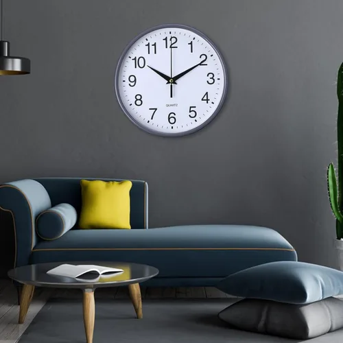 Miniatura 6 de Reloj de pared redondo de moda, estilo simple, de alta precisión, funciona con pilas, fácil de leer, sin tictac, reloj de cuarzo para decoración