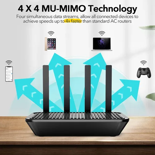 Miniatura 2 de Enrutador WiFi: el enrutador Wi-Fi inteligente AC2100 de doble banda se actualiza a 2033 Mbps (5G) de alta velocidad, cuenta con MU-MIMO, 4 puertos
