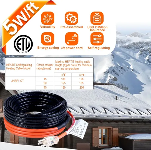 Miniatura 7 de HEATIT Cable calefactor de tubería de aguas residuales para tuberías enterradas, sistemas de aguas residuales, bombas de sumidero, deshielo