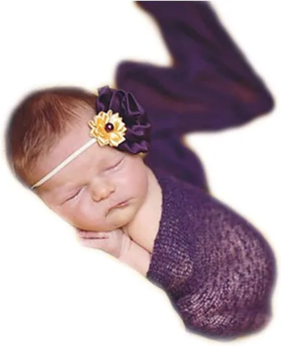 Miniatura 6 de Newborn Photography Props Wrap Stretch Long Ripple Blanket Yarn Baby Photo Props Boy Girl Cloth Fabric Layer Azul Oscuro