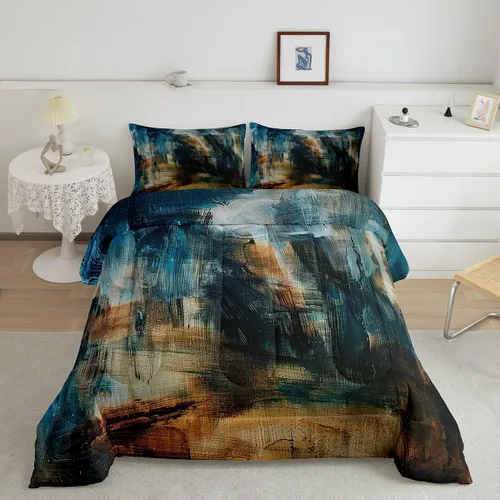 Miniatura 13 de Erosebridal Juego de edredón abstracto amarillo, tamaño King, juego de ropa de cama gris acuarela gris, teñido anudado, degradado, grunge, Ombre 29