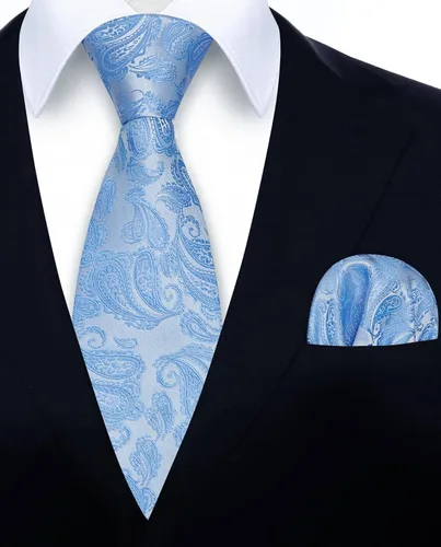 Miniatura 121 de HISDERN Corbatas para hombre, corbata de cachemira y bolsillo cuadrado tejido clásico floral para hombre, corbata de fiesta de boda