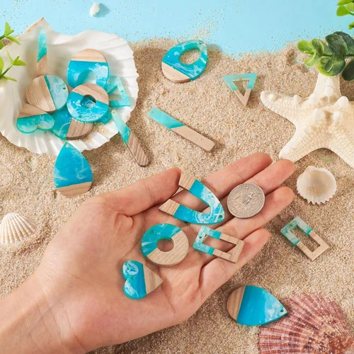Miniatura 4 de Colgante de madera de resina, Resina, No es una piedra preciosa Temática del océano