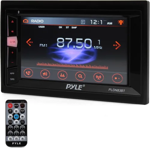 Pyle Estéreo de coche con pantalla táctil doble DIN de 6.2 pulgadas, reproductor multimedia de DVD/CD/MP3, receptor Bluetooth, radio AM/FM, tarjeta